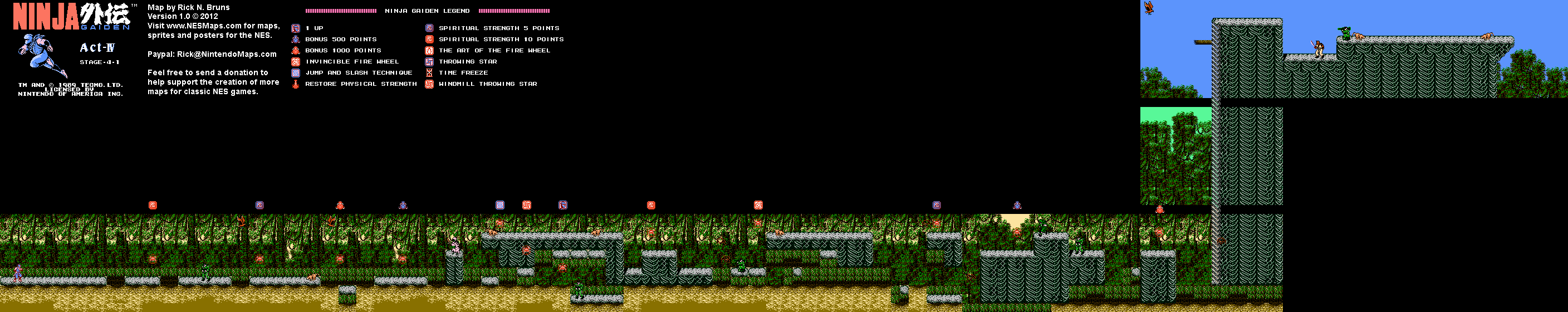 Ninja Gaiden - Stage 4-1 - Nintendo NES Map