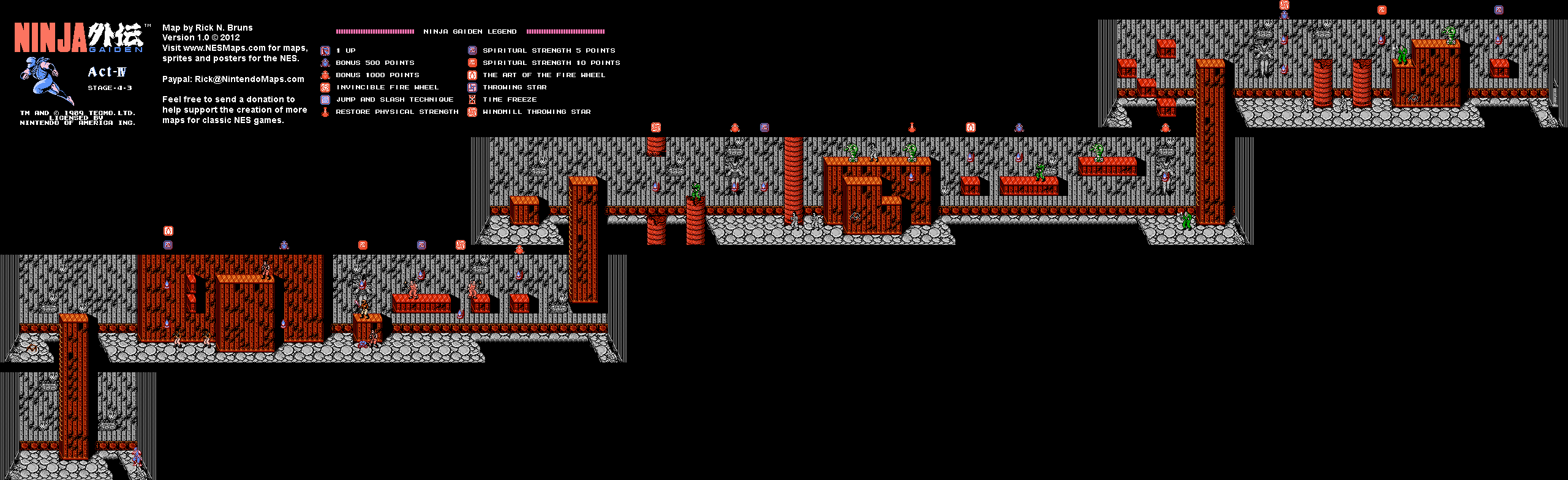 Ninja Gaiden - Stage 4-3 - Nintendo NES Map