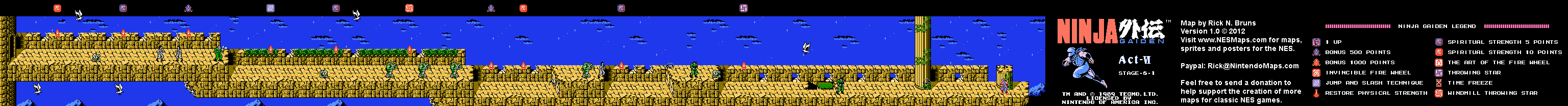 Ninja Gaiden - Stage 6-1 - Nintendo NES Map
