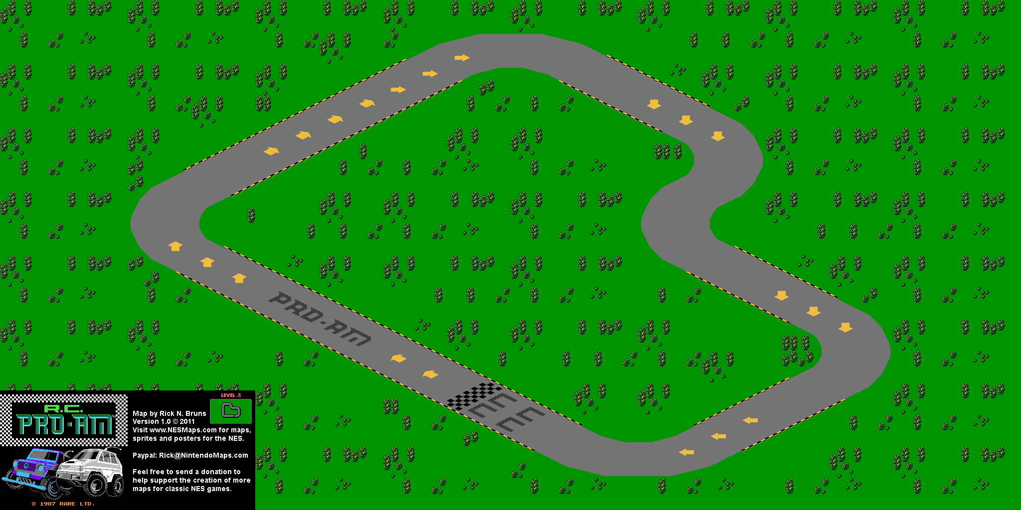 R.C. Pro-Am - Level 3 Nintendo NES Map BG