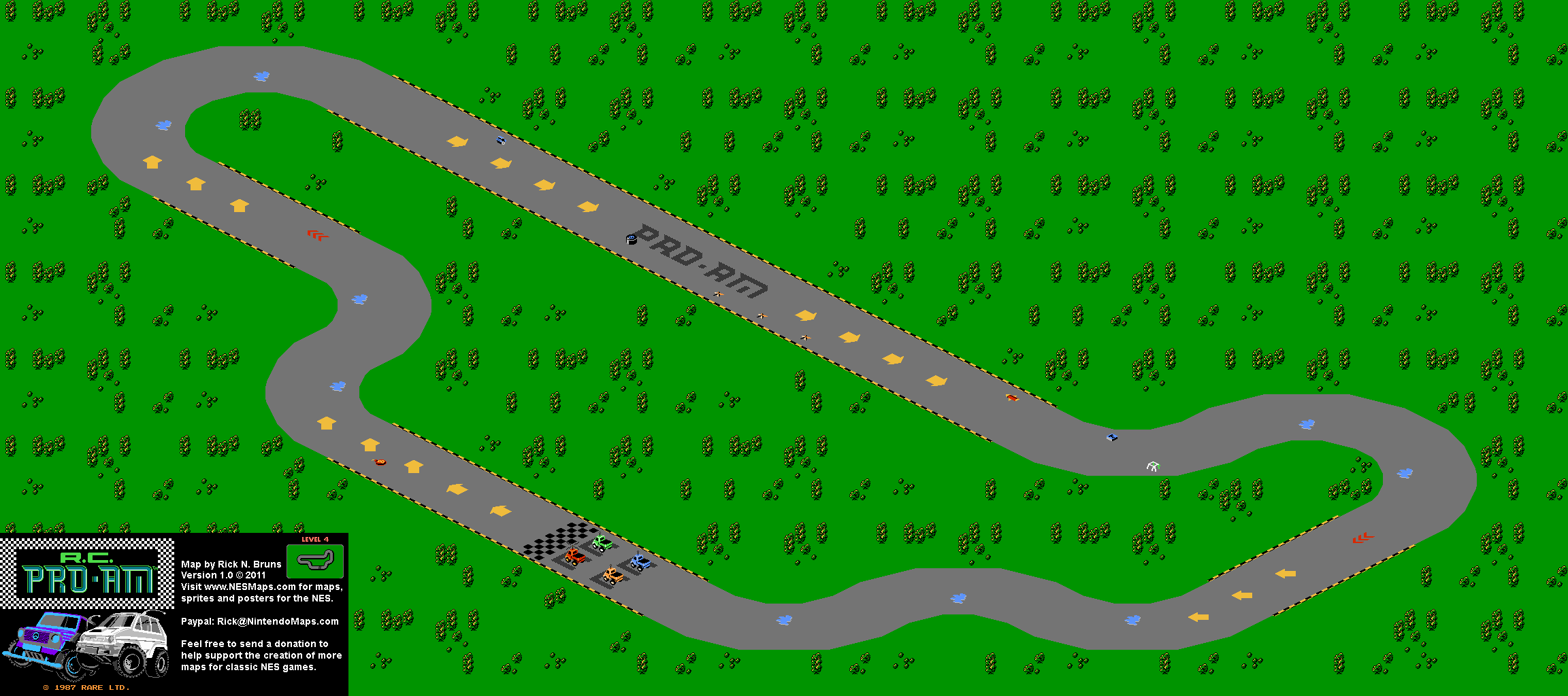 R.C. Pro-Am - Level 4 Nintendo NES Map