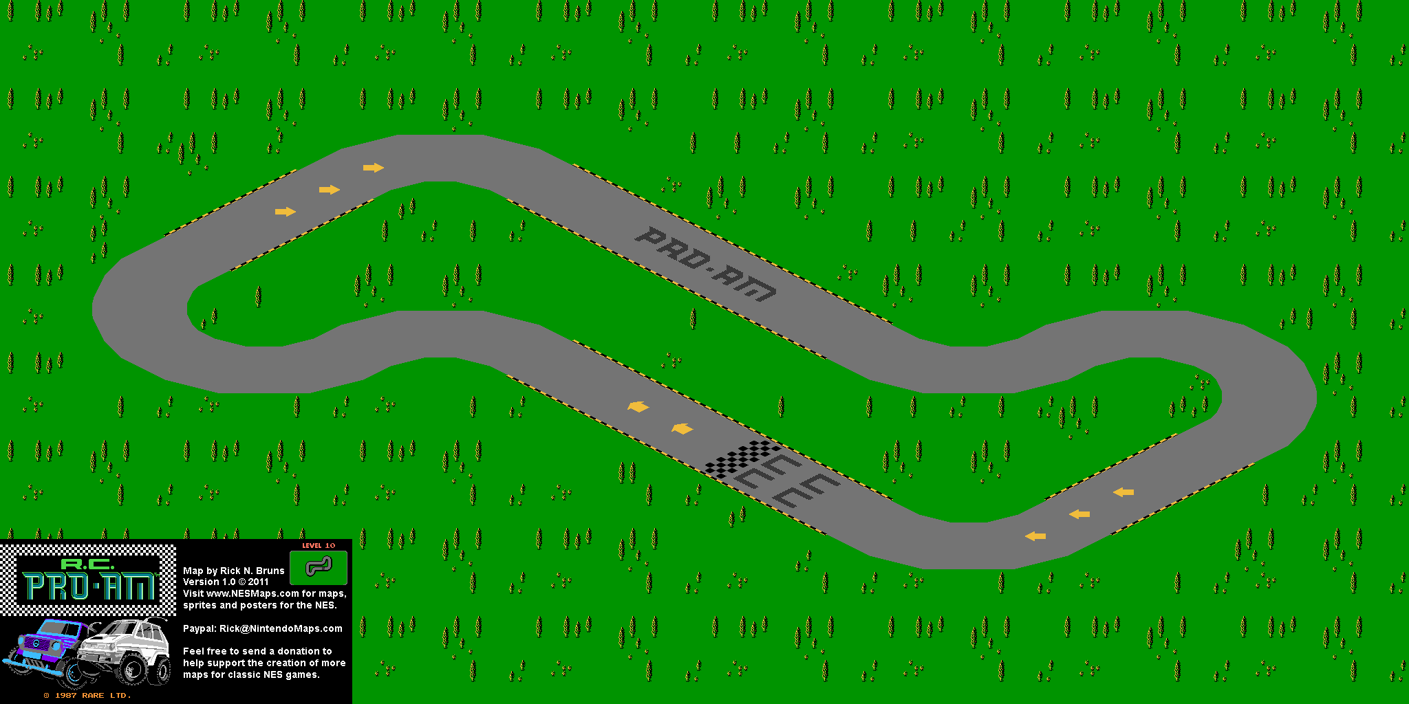 R.C. Pro-Am - Level 10 Nintendo NES Map BG