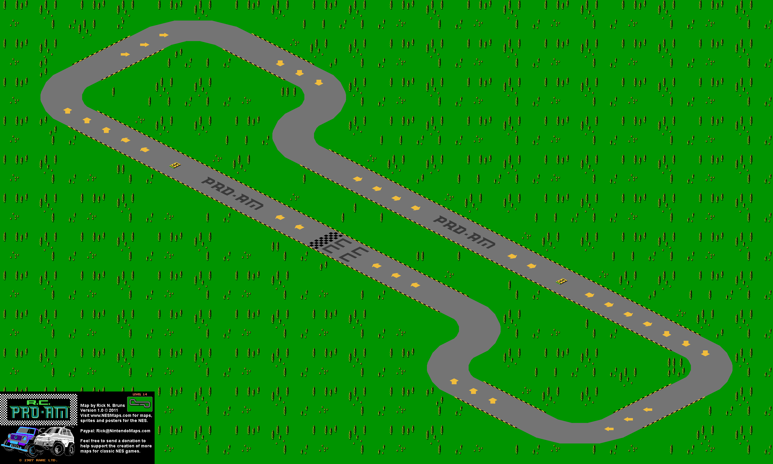 R.C. Pro-Am - Level 14 Nintendo NES Map BG