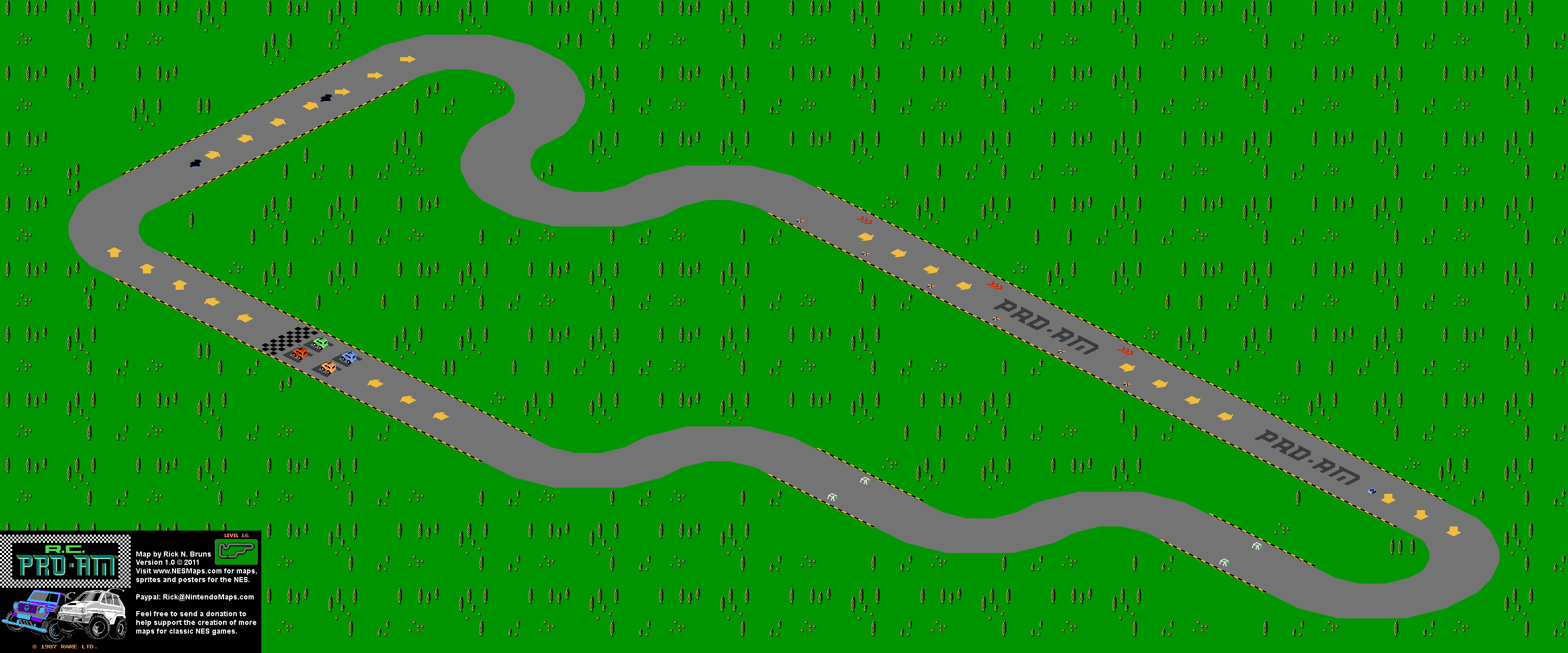 R.C. Pro-Am - Level 16 Nintendo NES Map