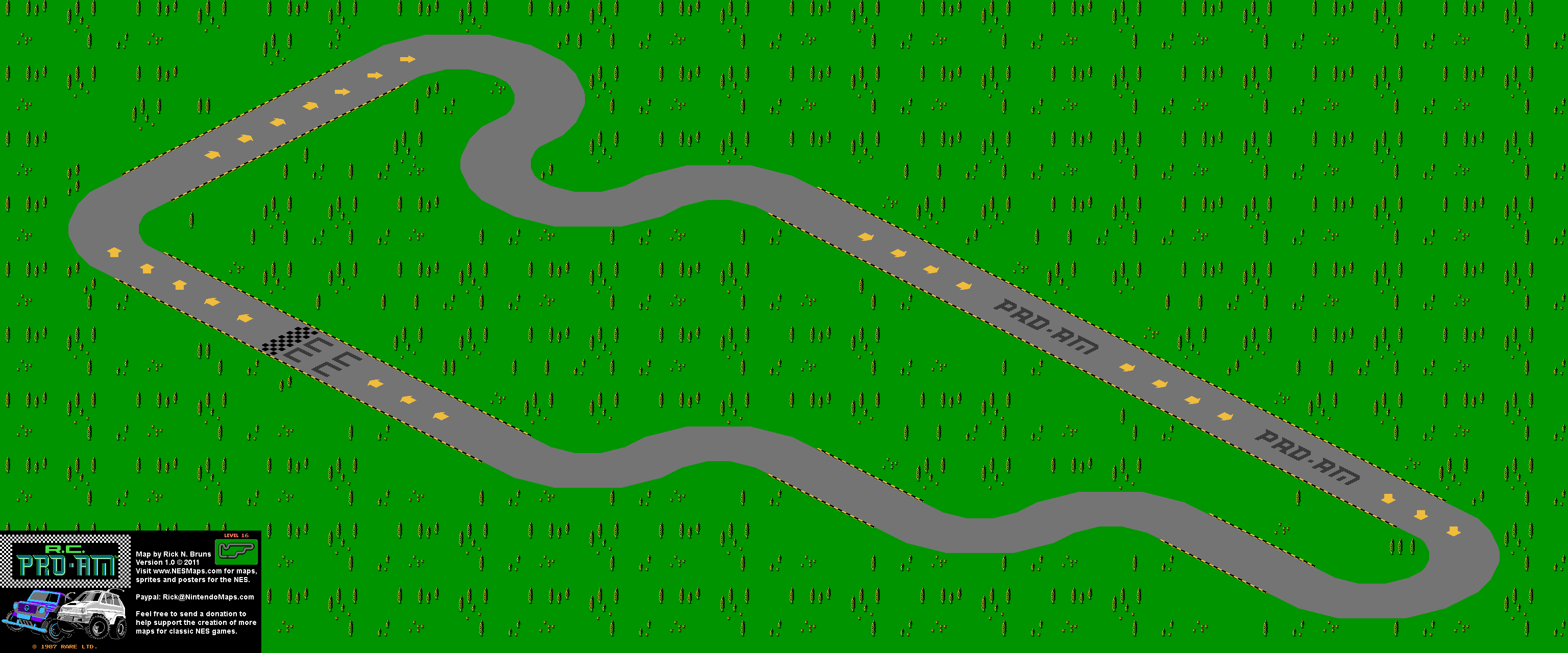 R.C. Pro-Am - Level 16 Nintendo NES Map BG