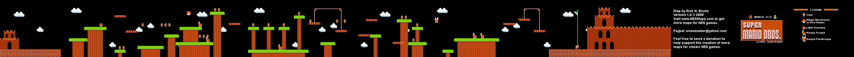 Super Mario Brothers - World 3-3 Nintendo NES Map