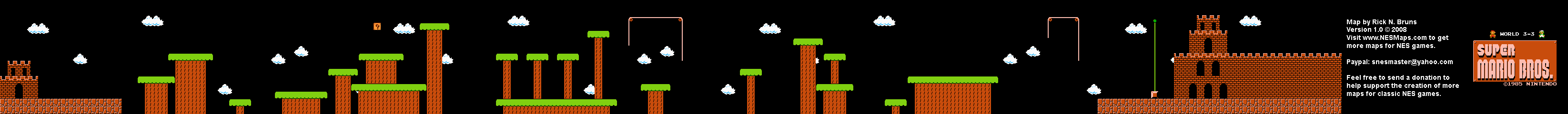 Super Mario Brothers - World 3-3 Nintendo NES Background Only Map
