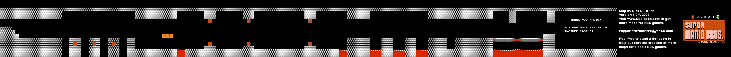 Super Mario Brothers - World 3-4 Nintendo NES Background Only Map