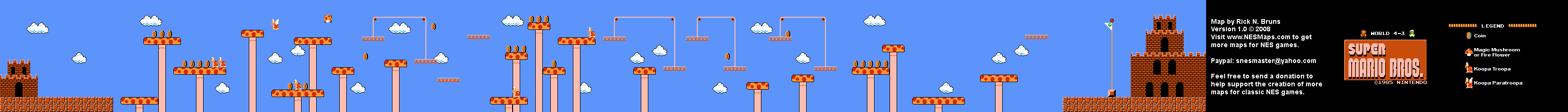 Super Mario Brothers - World 4-3 Nintendo NES Map