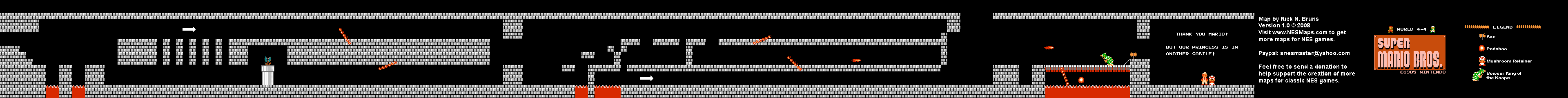 Super Mario Brothers - World 4-4 Nintendo NES Map