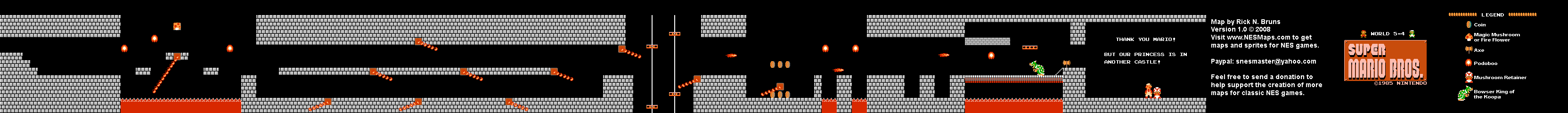 Super Mario Brothers - World 5-4 Nintendo NES Map