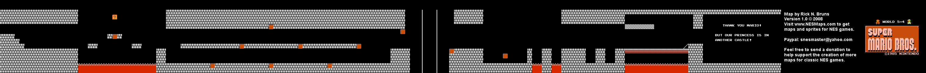 Super Mario Brothers - World 5-4 Nintendo NES Background Only Map