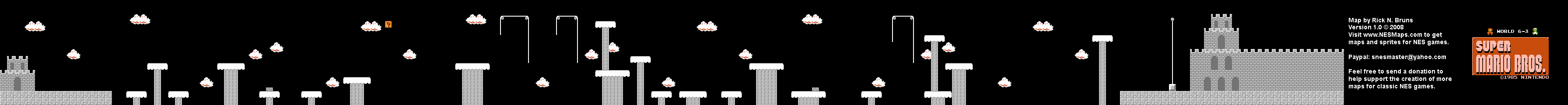 Super Mario Brothers - World 6-3 Nintendo NES Background Only Map