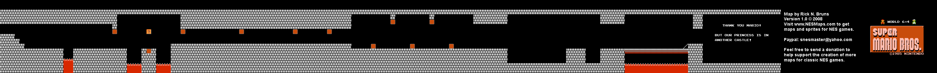 Super Mario Brothers - World 6-4 Nintendo NES Background Only Map
