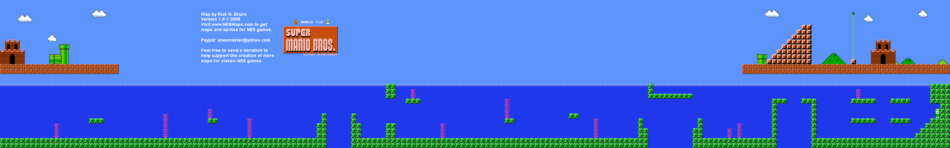 Super Mario Brothers - World 7-2 Nintendo NES Background Only Map