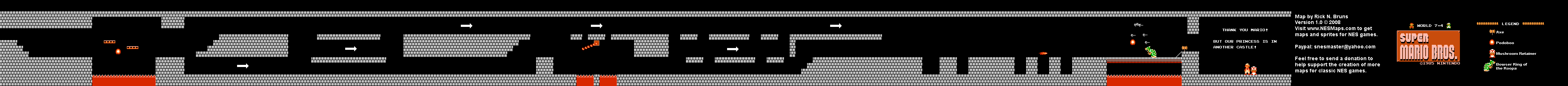 Super Mario Brothers - World 7-4 Nintendo NES Map