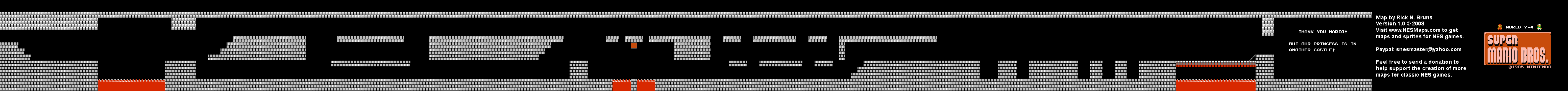 Super Mario Brothers - World 7-4 Nintendo NES Background Only Map