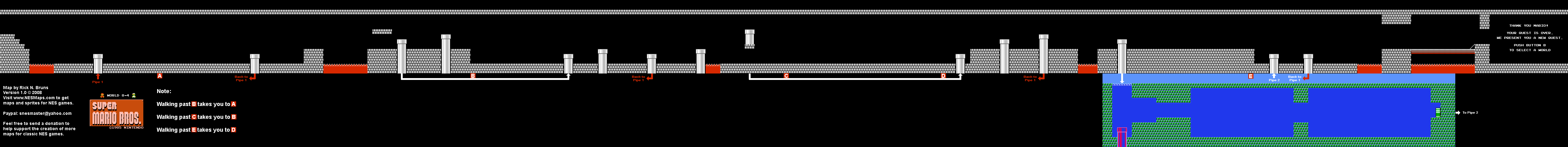 Super Mario Brothers - World 8-4 Nintendo NES Background Only Map