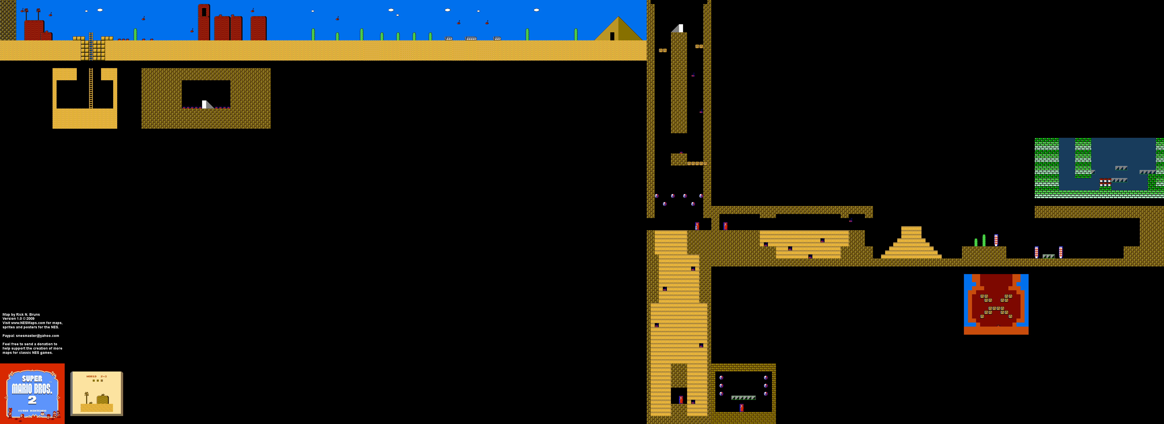 Super Mario Brothers 2 - World 2-3 Nintendo NES Background Only Map