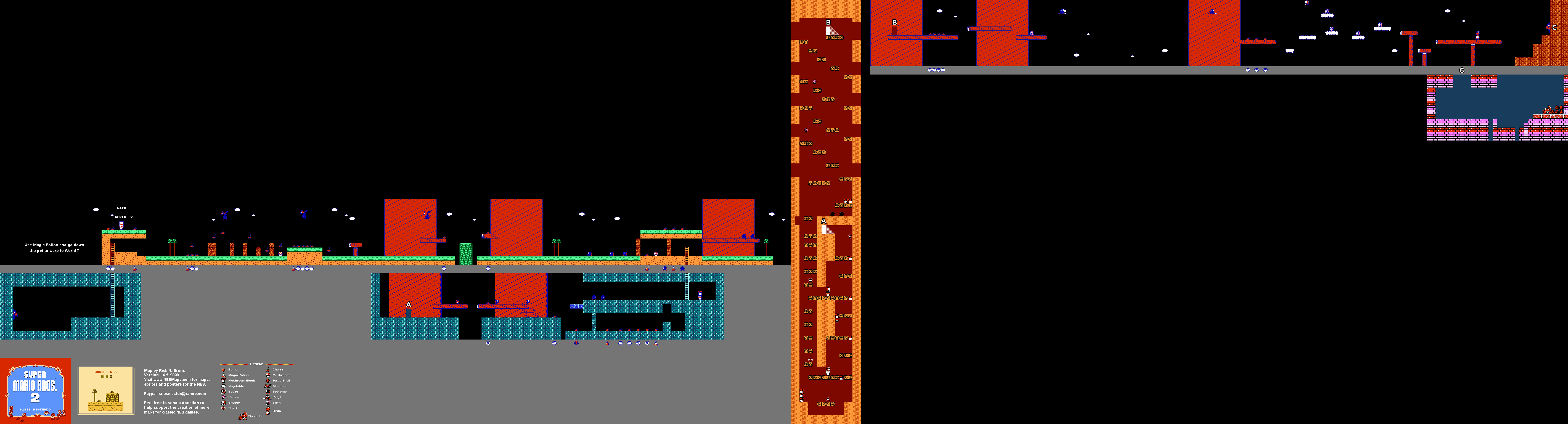 Super Mario Brothers - World 5-3 Nintendo NES Map