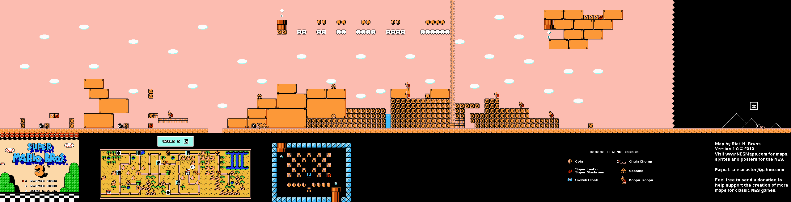 Super Mario Brothers 3 - World 2-5 Nintendo NES Map