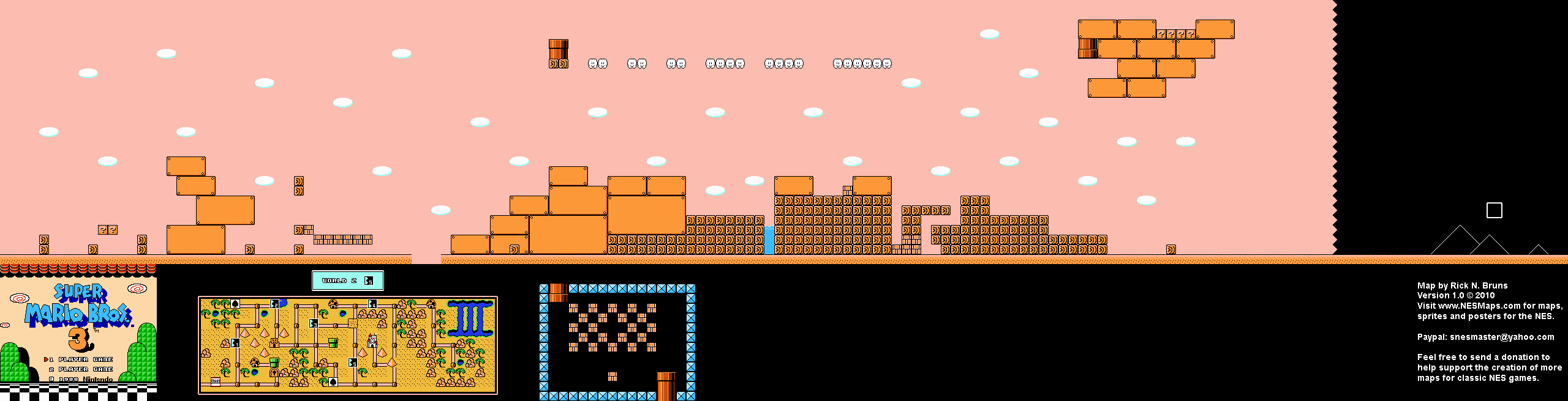 Super Mario Brothers 3 - World 2-5 Nintendo NES Map BG