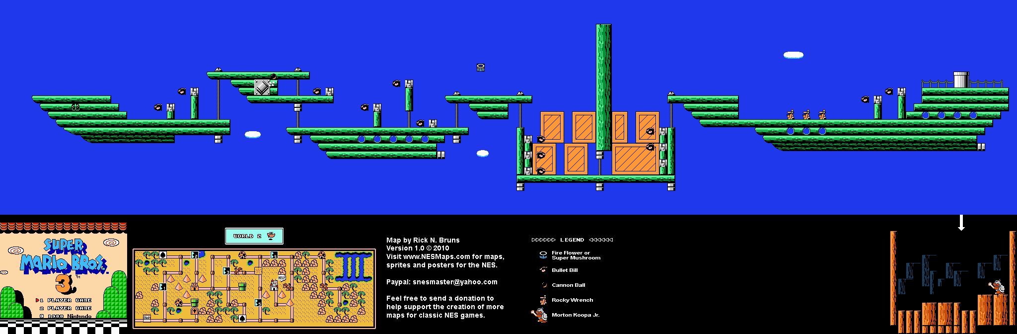 Super Mario Brothers 3 - World 2 Airship Nintendo NES Map