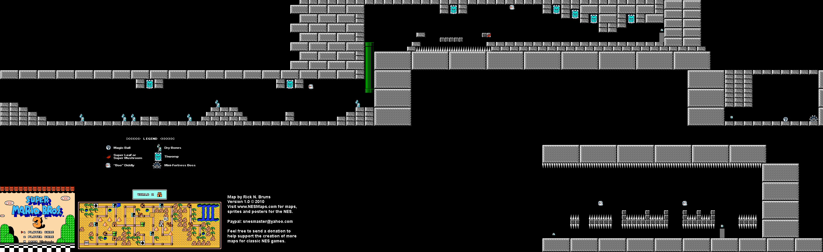 Super Mario Brothers 3 - World 2 Mini Fortress Nintendo NES Map
