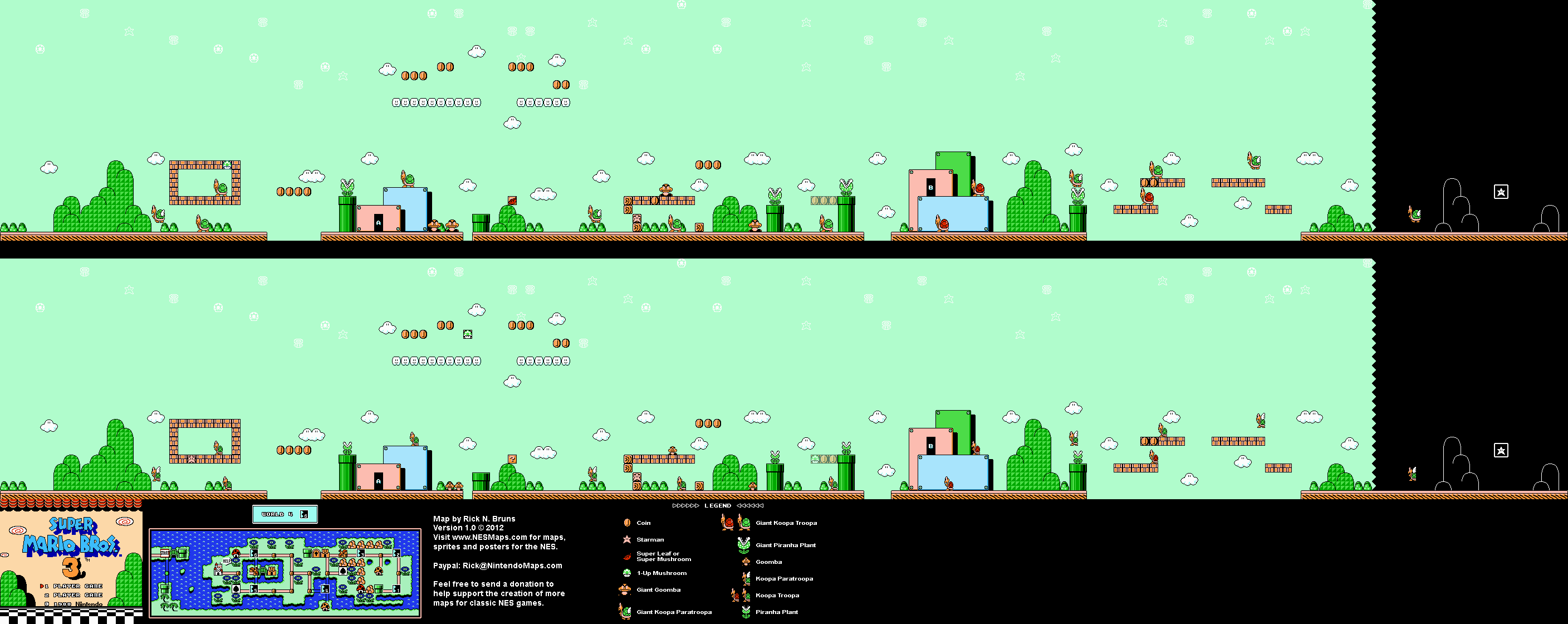 Super Mario Brothers 3 - World 4-6 Nintendo NES Map