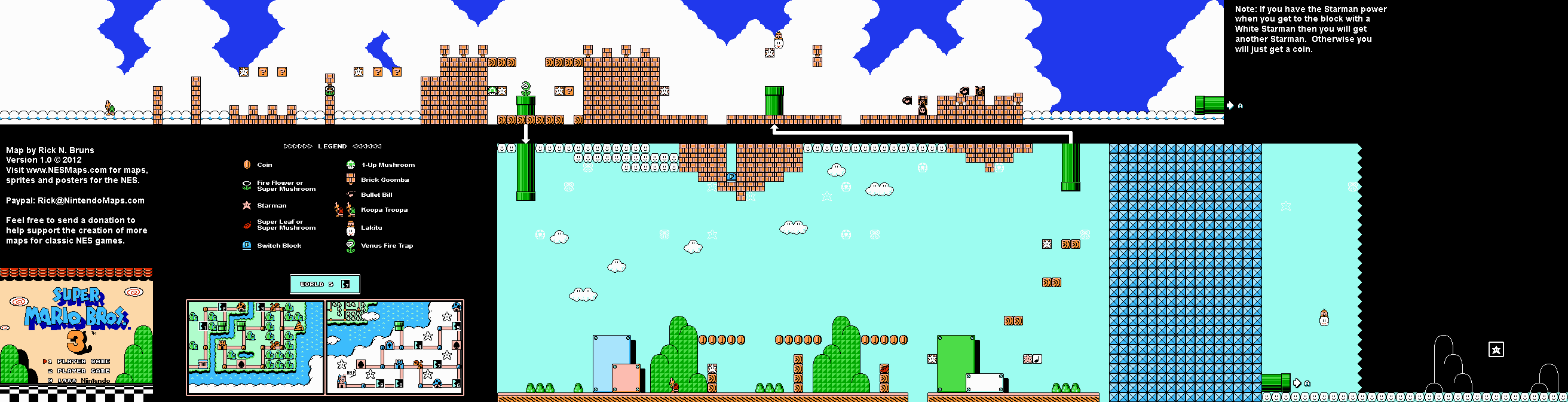 Super Mario Brothers 3 - World 5-7 Nintendo NES Map