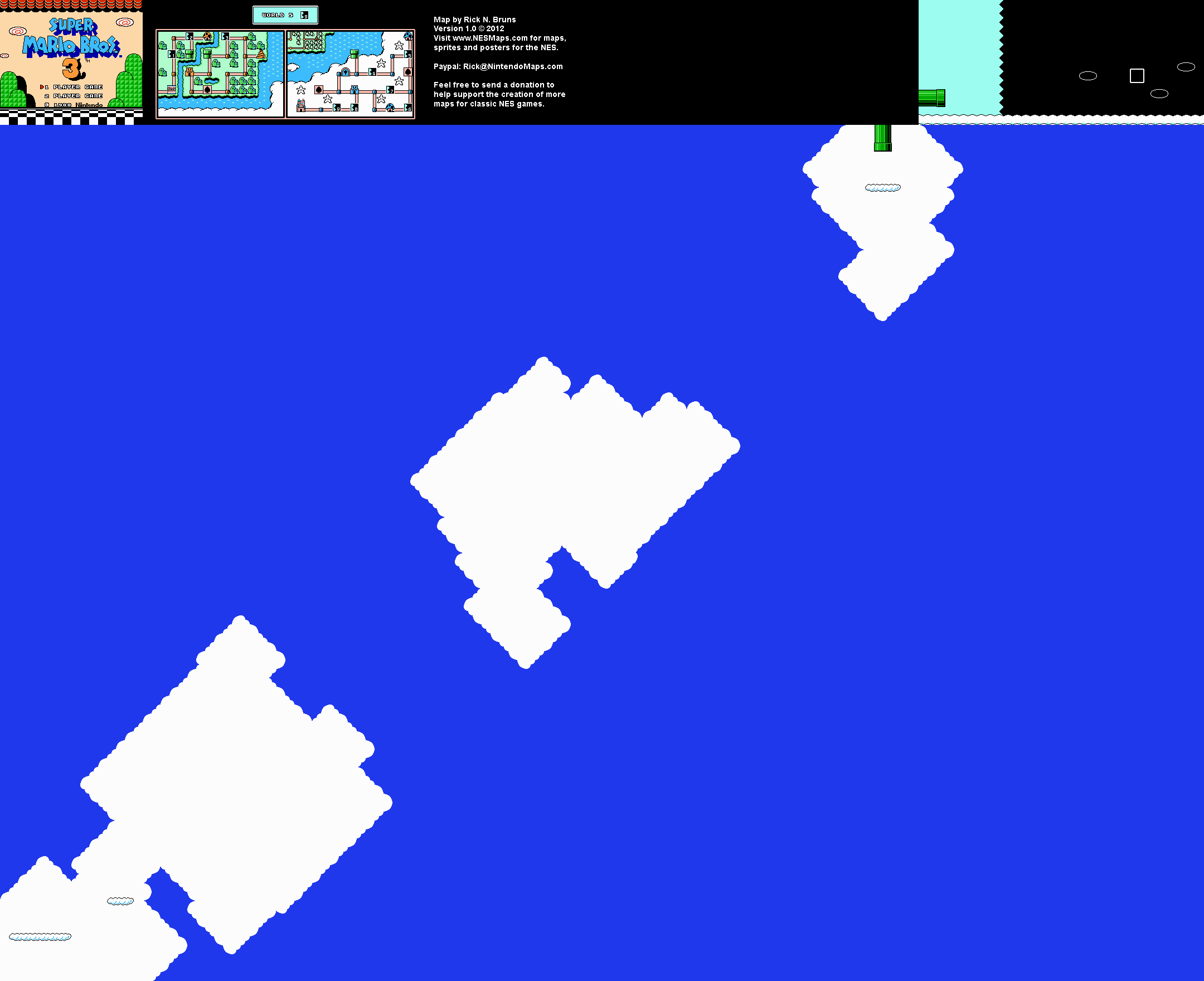 Super Mario Brothers 3 - World 5-9 Nintendo NES Map BG