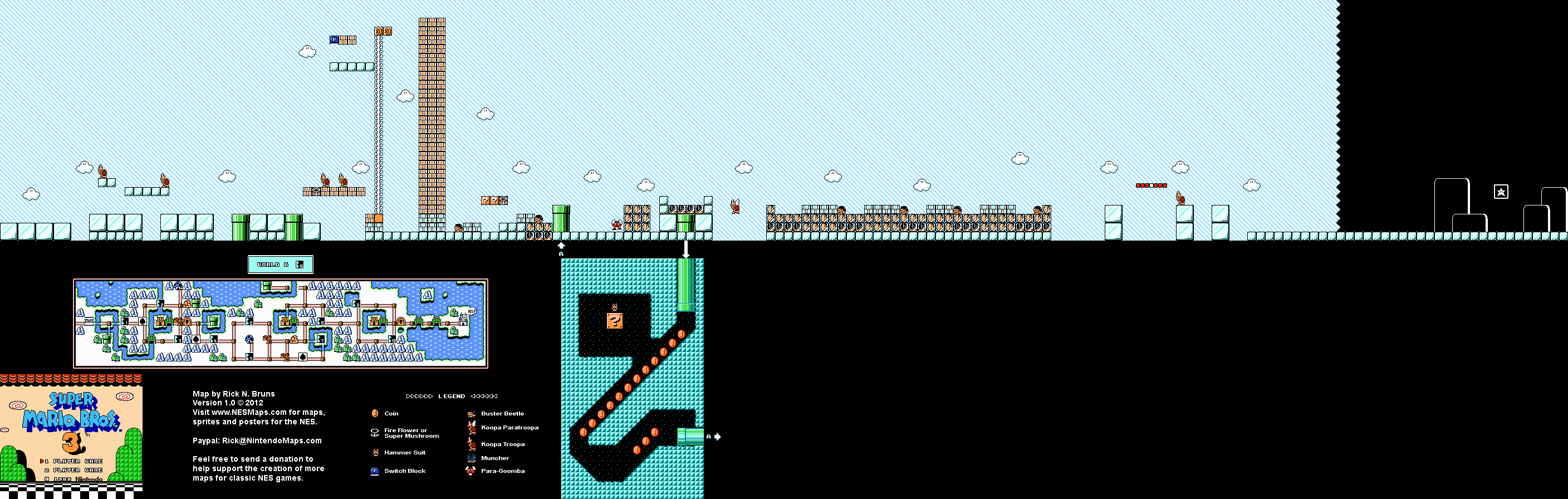 Super Mario Brothers 3 - World 6-10 Nintendo NES Map