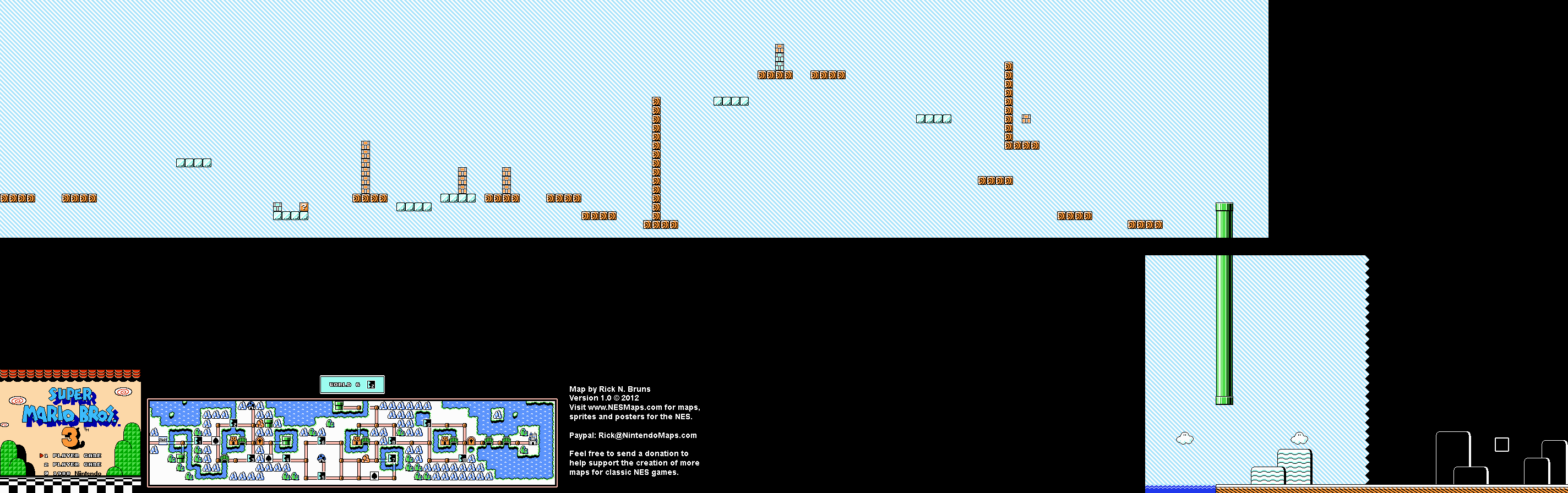 Super Mario Brothers 3 - World 6-2 Nintendo NES Map BG