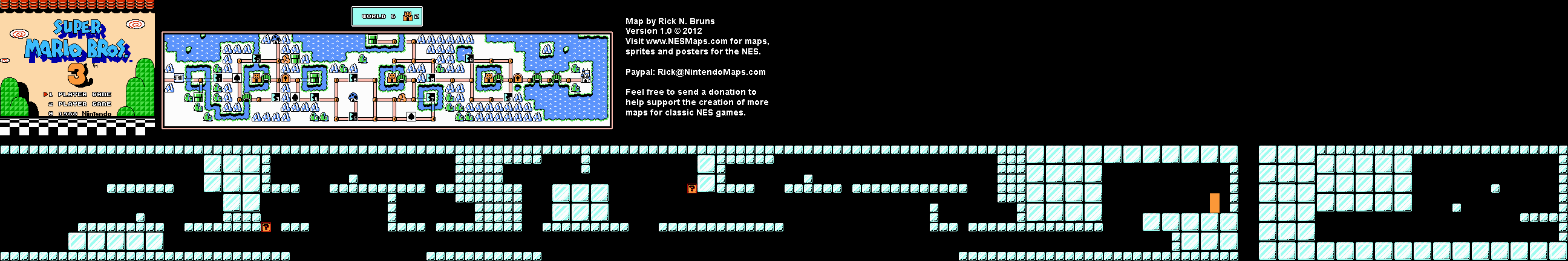 Super Mario Brothers 3 - World 6 Mini Fortress 2 Nintendo NES Map BG