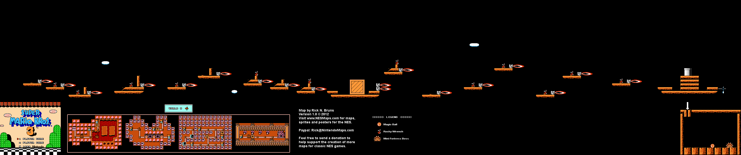 Super Mario Brothers 3 - World 8 Airship Nintendo NES Map