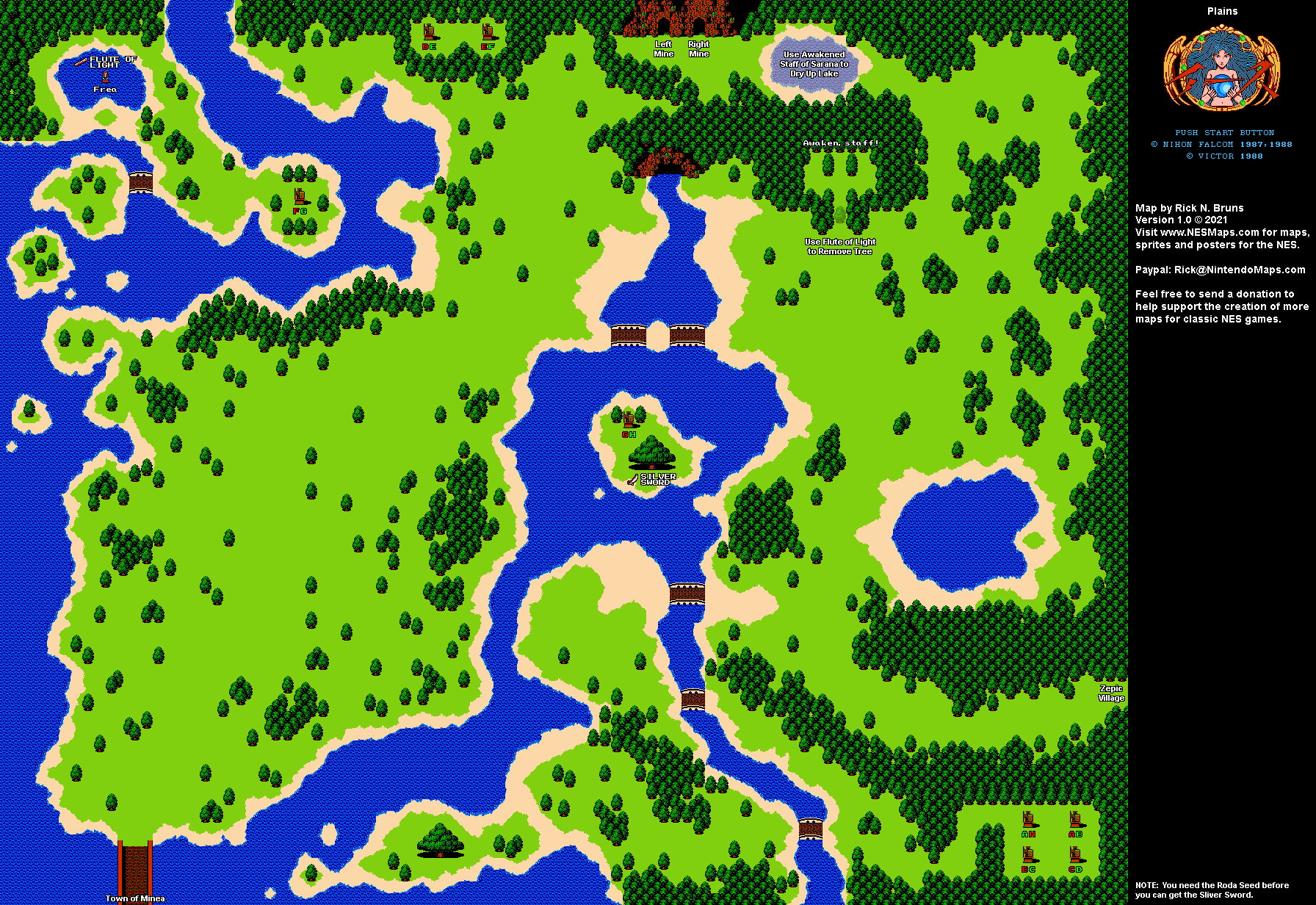 Ys 1 - Plains - Nintendo NES Famicom Map