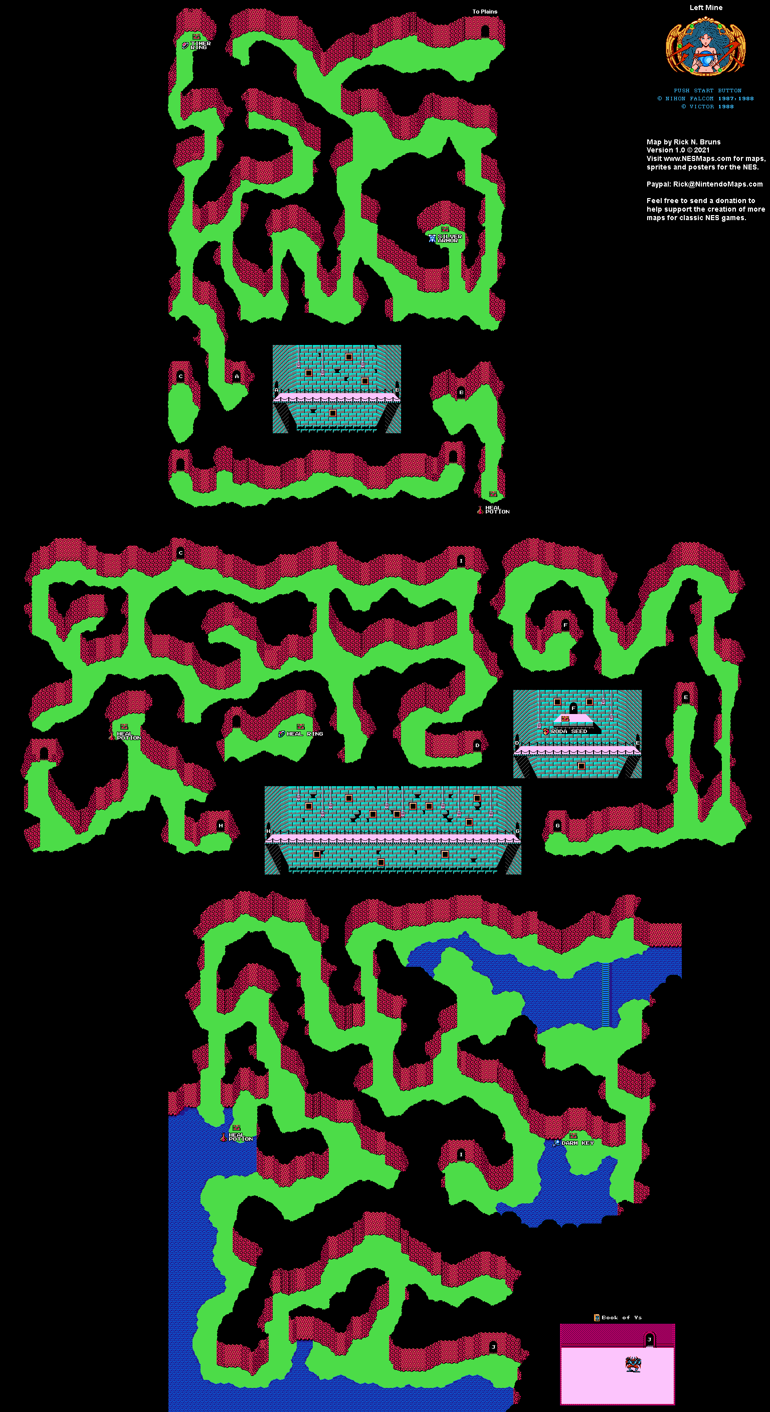 Ys 1 - Left Mine - Nintendo NES Famicom Map