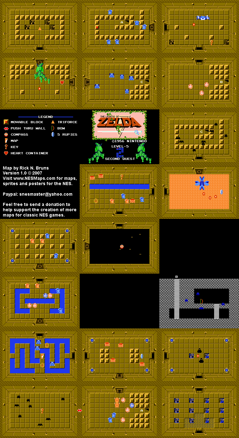 The Legend of Zelda - Level 5 Quest 2 - NES Map