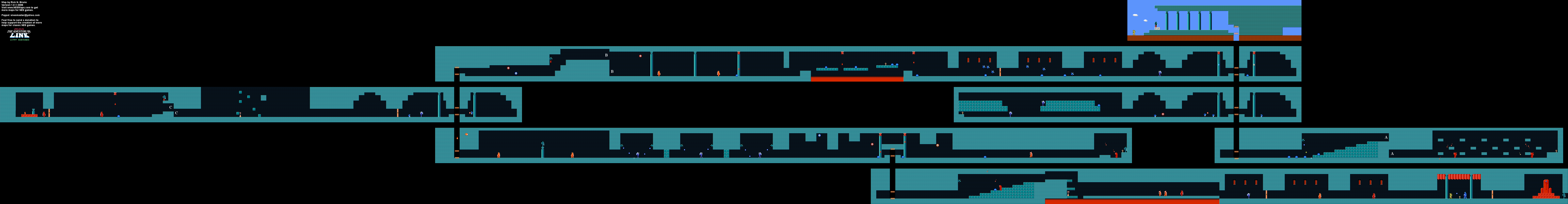 Zelda II The Adventure of Link - Midoro Palace (Level 2) [12] - NES Map