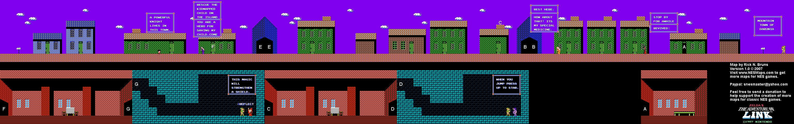 Zelda II The Adventure of Link - Darunia Town [26] - NES Map
