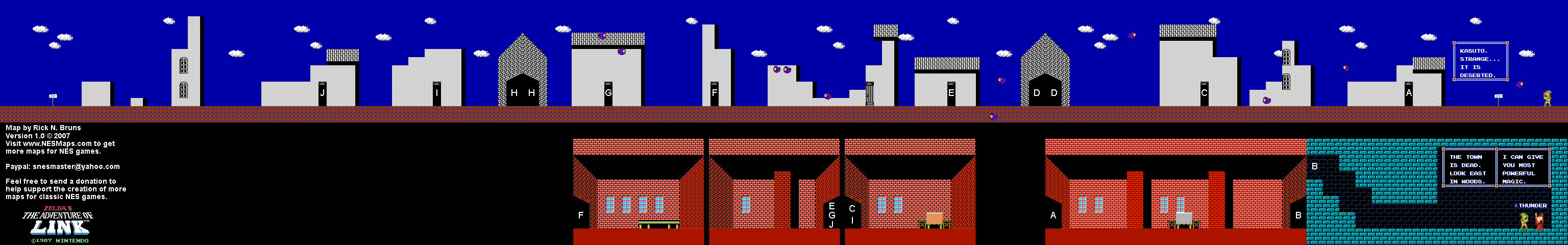 Zelda II The Adventure of Link - Kasuto Deserted Town [34] - NES Map